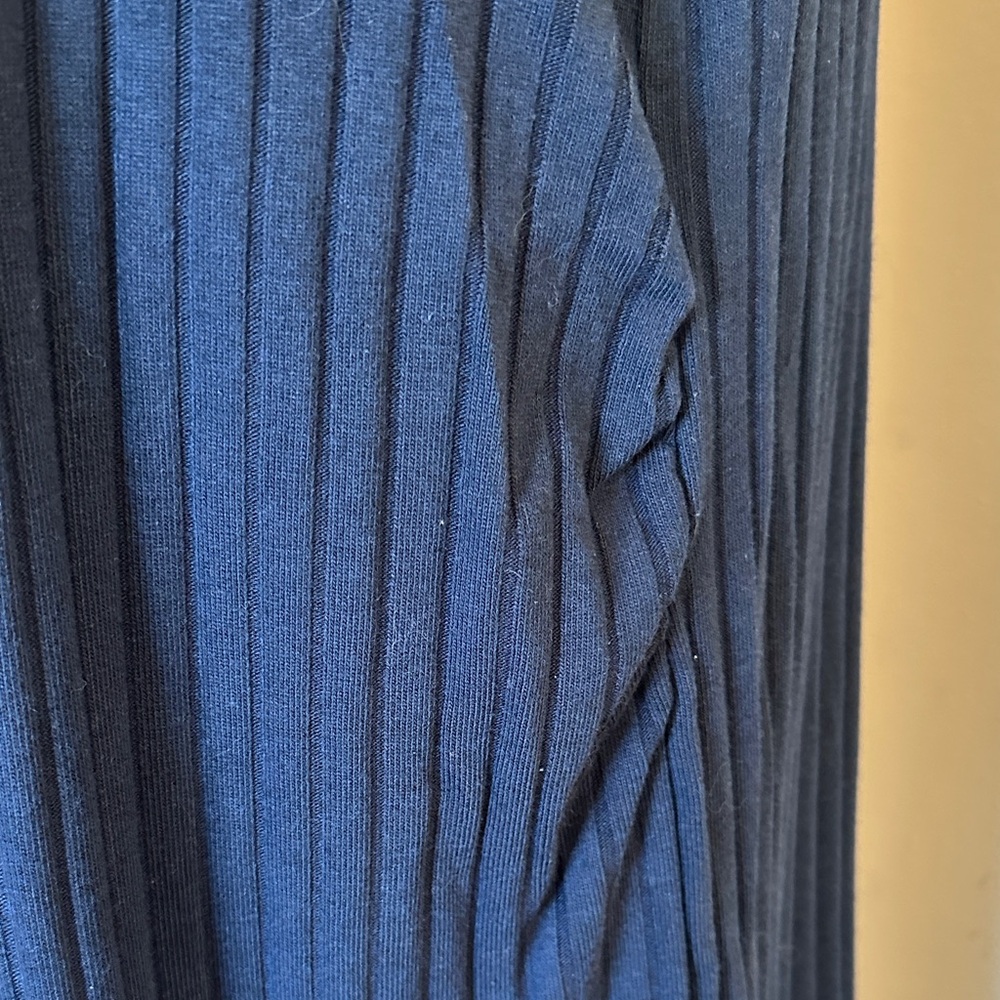 Old Navy women's XL maternity fitted rib-knit navy midi Henley dress cap Sleeves - Picture 3 of 8